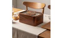 Chinese Design Walnut Wood Candy Dish Great Gift Idea Divided Nut Storage Box Prevents Flavor Mixing for Living Room, Parties
