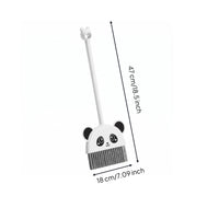 White Handle Panda-Face Broom Cartoon Style Panda Broom Gray Bristles Kids Play Item for Children