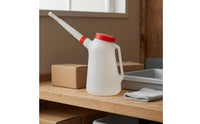 Ribbed Spout 5 L Oil Jug Built-in Handle Measuring Oil Jug HDPE Garage Supply Threaded Lid
