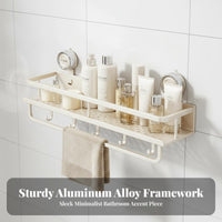 Drillno-Drill Suction Cup Shower Shelf No-Drilling Installation Suction Cup Holder Multi-Functional Bathroom Organizer Waterproof for Apartment Dwellers, Dorm Students, Homeowners, Washroom, RV, Kitchen