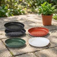 Plant Saucers with Ridged Spiral Bottom, Heavy Duty Resin Plant Pot Saucer and Drip Tray, Simple Style Garden Plant Tray for Outdoor Use