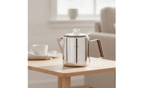 Coffee Pot with Wood-Look Handle Portable Stainless Steel Coffee Pot No Electricity for Camping