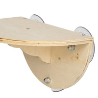 Cat Hammock Window Perch with Suction Cup Cat Bed, Solid Wood Half-Elliptical Perch for Indoor Sunbathing Viewing, Simple Style Fixed Perch