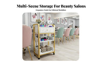 Beauty Salon Trolley Multifunctional Mobile Beauty Trolley Easy to Clean Nail Workstation Cart for Spa Professionals, Massage Therapists, Washroom