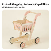 Wooden Push Push Cart Wooden Shopping Cart Slotted Panels Rounded Edges