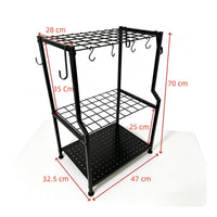 exposedFrame Garden Tool Rack Perforated Tray Garden Storage Rack Indoor Outdoor Use Rake Holder Large Capacity