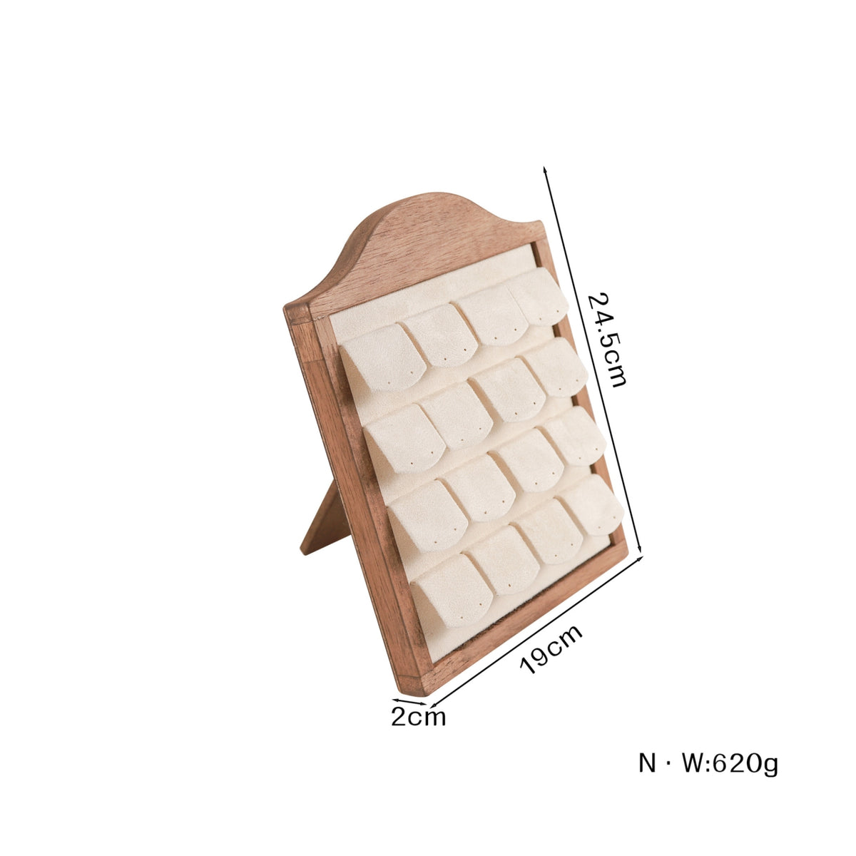 Earring Display Rack 16-Pair Capacity Wooden Earring Stand Jewelry Display Stand Folded Tabs