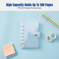 Transparent PVC Binder Cover, 6-Ring Refillable Notebook, Multi-Format, Clear Stationery Organizer