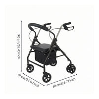 Rollator with Seat Padded Mobility Aid with Seat Mobility Cart with Storage Comfortable Walking Cart Travel-Friendly for Seniors