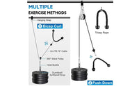 360-Degree Rotating Home Gym Pulley System Silent Pulley System with Tricep Rope Smooth Cable Machine Attachment Kit Heavy-Duty for Athletes