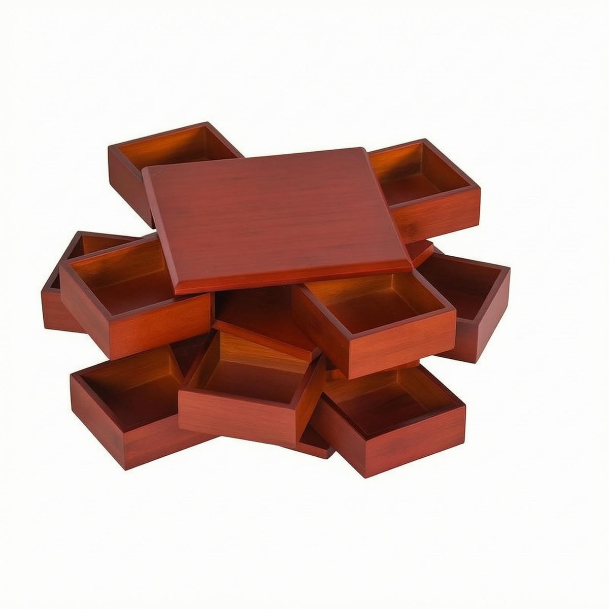Rotating Snack Tray Square Wooden Compartment Tray Polished Tableware for Tea Time