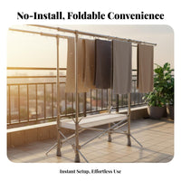 Foldable Clothes Dehumidifying Rack Windproof Rolling Clothes Dehumidifying Stand Foldable Design Double Rod Laundry Rack for Balcony, Outdoor
