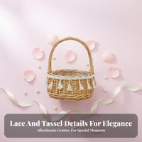 Handmade Wedding Flower Girl Basket Elegant Design Flower Girl Basket Lightweight Raised Bottom for Brides