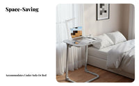 Height-Adjustable Wheeled C-Table Foldable Rolling Desk Portable Couch sidekick Space-Saving for Students, Home Office Workers, Apartment Dwellers, Small Spaces, Bedroom, Dorm Room