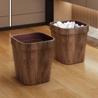 Wood-Grain Open-Top Trash Bin Modern Tapered Wastebasket Minimalist Trash Bin with Inner Liner Textured for Bedroom, Living Room, Office