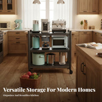 Multi-Tier Kitchen Rack Easy Assembly Installation Microwave Oven Stand Space-Saving Multi-Tier Storage Rack for Renters, Students, Pantry, Garage
