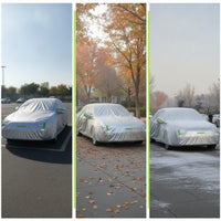 All-Season Car Cover with Mirror Pockets Sunproof Aluminum Film Car Cover Resistant Dustproof for Driveway, Seasonal Storage