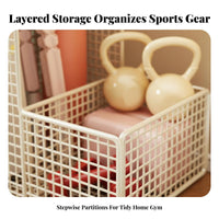 With Wheels Rolling Mind-Body Mat Storage Rack Large Capacity Home Gym Storage Rack Space Saving Rolling Fitness Equipment Cart Heavy Duty Casters for Living Room