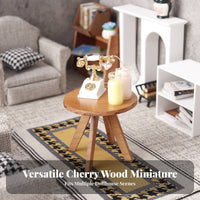 Cherry Wood Dollhouse Round Tea Table DIY Miniature Round Table Long-Lasting for Hobbyists, Collectors, Room Box, Miniature Scene
