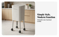 Press-Open Lid Tall Trash Bin Swivel Casters Rectangular Trash Bin Glossy Finish for Kitchen, Home