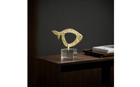 Fish Statue with Crystal Base Metal Fish Sculpture Elegant Decor for Living Room, Office Desk