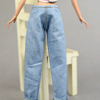 Doll Jeans High Wide Leg Doll Jeans Versatile Design Miniature Trousers for Hobbyists