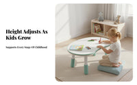 Height-Adjustable Peanut Table and Bunny Chair Set Multi-Functional Design Multifunctional Table and Chair Set Wipe-Clean Desktop children's Furniture Strong Load-Bearing for Toddlers, Preschoolers, Childs 2-8, Kindergarten, Preschool, Playroom