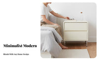 Modern Design 3-Drawer Rounded Nightstand Large Capacity Bedside Table Compact Footprint Home Furniture Handleless Design for Homeowners, Apartment Dwellers, Students, Bedroom, Study Room, Away Ice