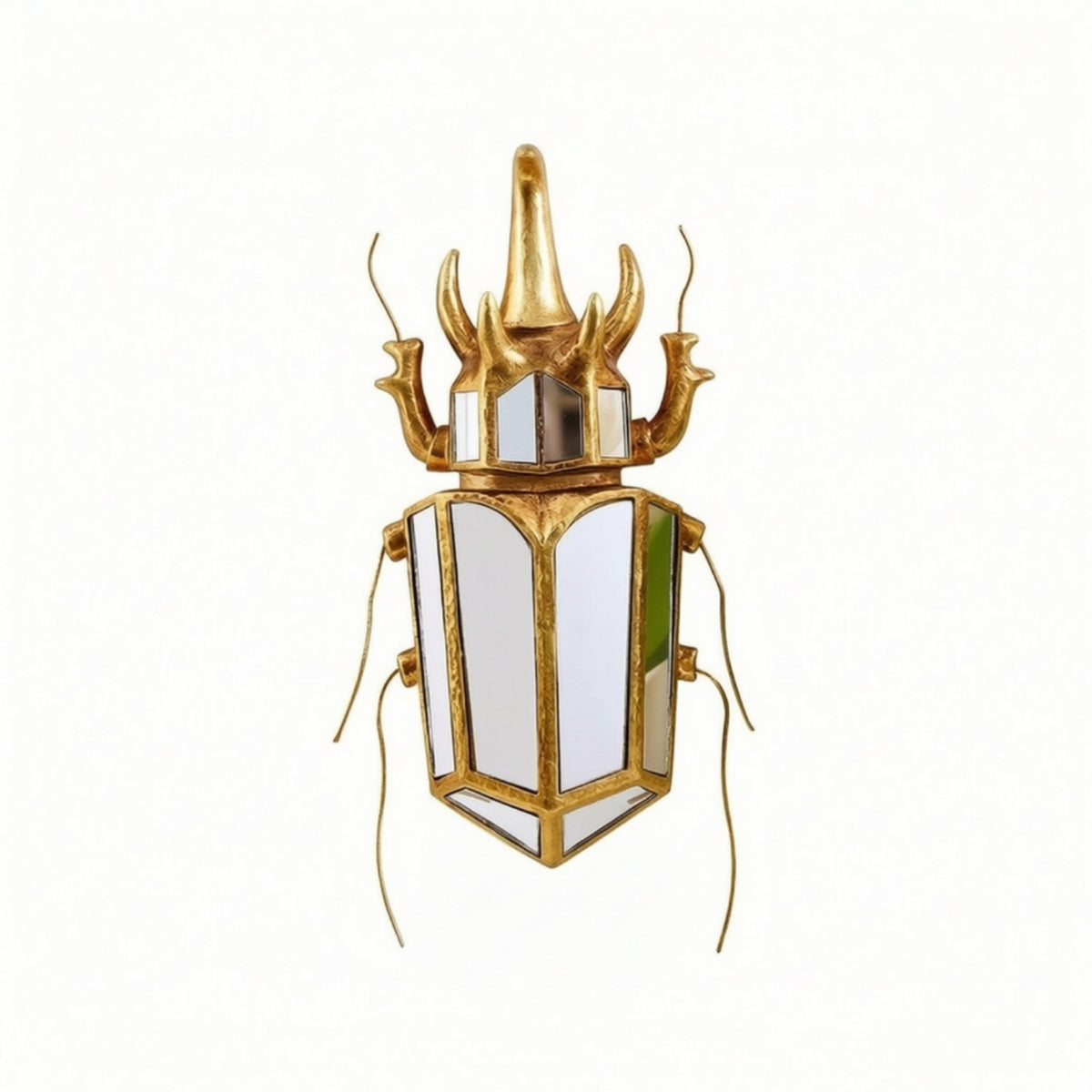 Mirrored Creative Beetle Decorative Mirror Reflective Sculpture with Mirror Geometric Beetle Wall Decor Nature-Inspired for Art Collectors, Living Room, Entryway