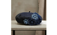 Soft Shape Floral Jean Fabric Beret Fashionable Headwear Year-Round Wear for Women