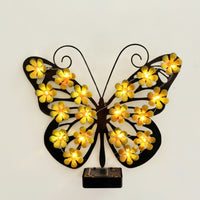 Sun-Powered Wall Light with LED Flowers Cordless Steel Winged Motif Outdoor Light Decorative Lighting for Yard, Fence, Patio