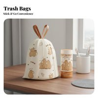50 Pieces Leak-Proof Capybara Print Trash Liners Thickened Material Portable Cleaning Bags Tear Resistant for Car Owners, Dorm Room, Bedroom
