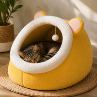 All-Season Thickened Warm Enclosed Pet Bed for Cats and Small Dogs