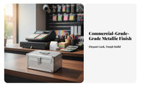 Heavy Duty Lockable Money Box Lightweight Lockable Storage Box Reinforced Corners Metal Document Case Soft Interior Lining for Business Owners, Professionals, Office, Retail Outlet, Workshop, Worksites
