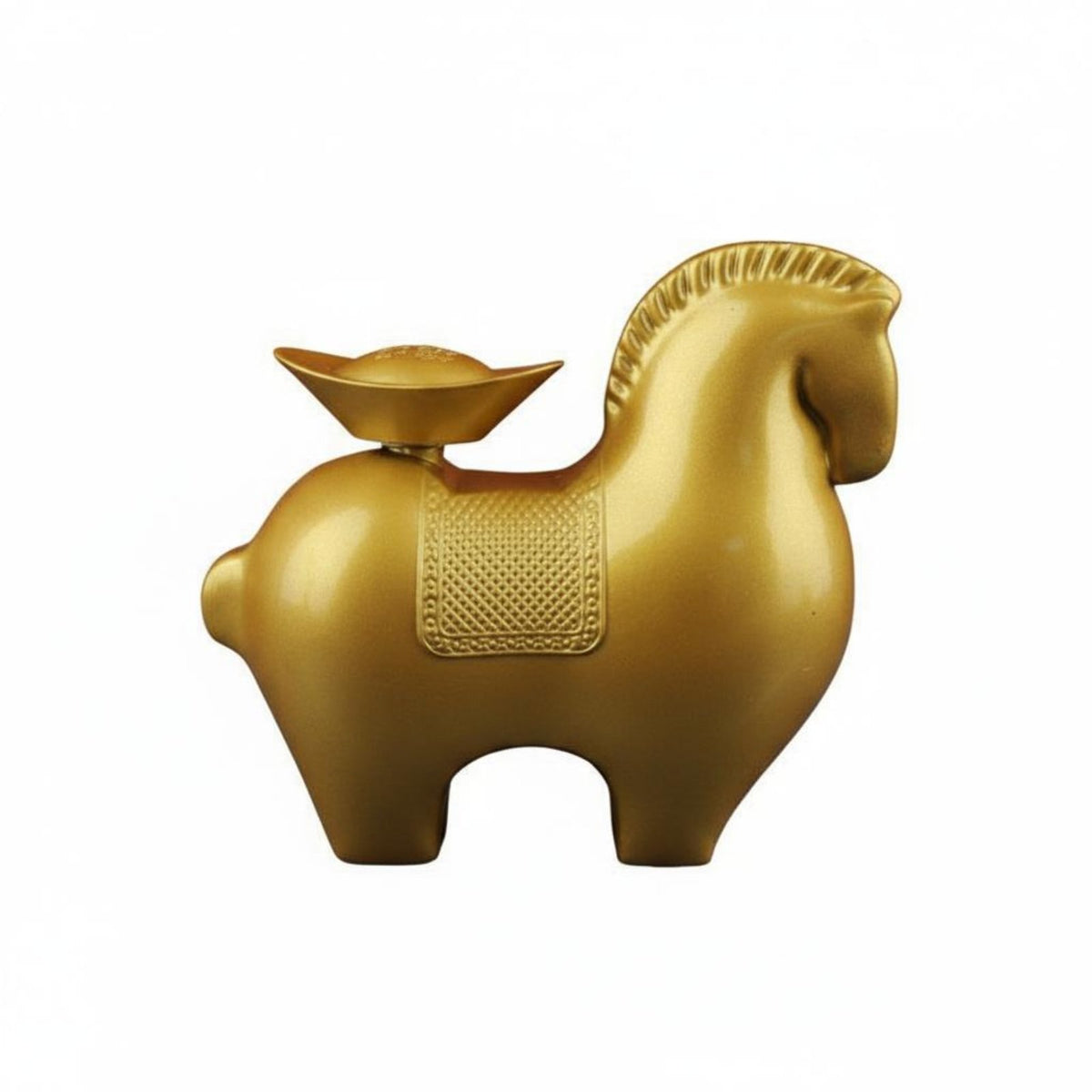 Alloy Material Rotating Yuanbao Horse Figurine Ideal Gift Wealth Horse Ornament for Business Owners, Office, Desk