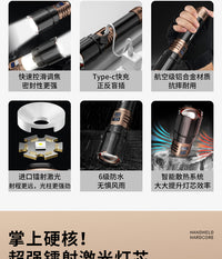 新款激光手电筒强光家用充电超亮远射户外小型便携超长续航大容量