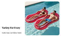 Large Capacity Multi-Person Pool Raft Comfortable Design Floating Mat with Pillow Colorful Patterns Inflatable Pool Mattress Easy to Inflate for Couples, Adults, Beach, Lake, Vacation