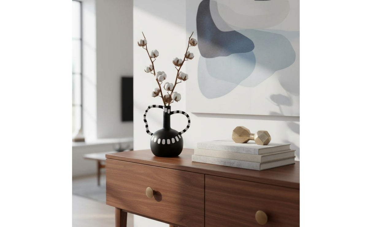 Black White Decorative Vase Modern Style Irregular Ceramic Vase Sophisticated Decor for Entryway