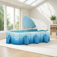 Foldable Pool with Canopy No-Inflation Pool with Shade Above-Ground for Family, Kids, Garden, Patio