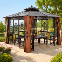 Metal Pergola 3x3m Square With Curtain Mosquito Net Outdoor Gazebo For Garden Enthusiasts