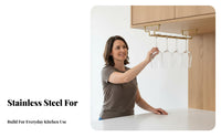 Stainless Steel Hanging Stemware Rack Space Saving Hanging Stemware Holder Rust-Proof Inverted Wine Glass Holder Easy Installation for Restaurant Owners, Homeowners, Adults, Dining Room