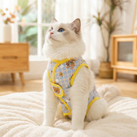 Cat Recovery Suit Post-Surgery Cat Clothing, Spay Neuter Suit Cat with Snap Buttons, Post-Op Cat Wear Four-Legged Design for Anti Licking Stop