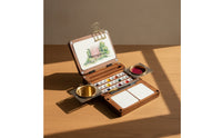 Fold-out Portable Paint Box with Mixing Plates Compact Wooden Paint Box Sturdy Palette Travel-Friendly for Artists, Painters, Sketchers, Outdoor Painting, Studio