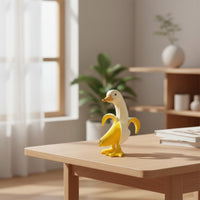 Quirky Banana Duck Figurine Whimsical Duck with Banana Peel Body Novelty Tabletop Ornament Playful for Desk, Bookshelf, Home Office