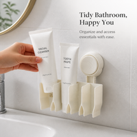 No-Drill Suction Cup Wall-Mounted Toothpaste Facial Cleanser Holder