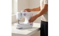 Built-in Handle Electric Sewing Machine Stitch Selection Buttons Compact Sewing Machine Tabletop Portable