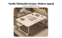 Space-Saving Foldable Laptop Table Multi-Functional Foldable Lap Desk Ready to Use Bed Tray Device Slot for Dorm Residents, Distant Workers, Users with Limited Mobility, Home Office, Sofa, Travel, Floor