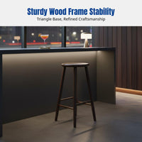 Walnut Bar Stool, Solid Wood High Stool, Minimalist Vintage Round Chair for Cafe, Restaurant, Counter