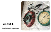 Wrought Iron Cycle Clock Creative Design Bottle Cap Wall Clock Silent Movement