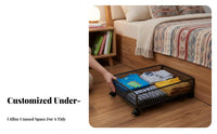 Wheeled Under-Bed container with casters Rolling Storage container Space-Saving for Dorm Room